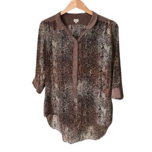 WILFRED Brown Silk Snakeskin Blouse